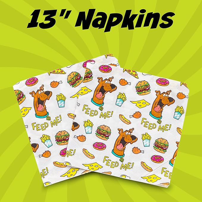 Silver Buffalo Scooby Doo Scooby Snacks 32 Pack Partyware Disposable Paper Plates and Napkins
