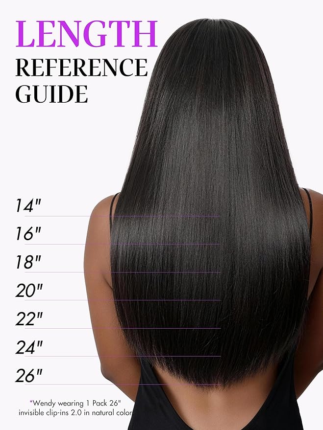 LUVME Silky Straight Seamless 150g 7Pcs Clip in Hair Extensions, Full Volume with 22 Inch Natural Black, 100% Real Soft Remy Human Hair, Adds Fuller Hair for Daily Wear & Special Occasions