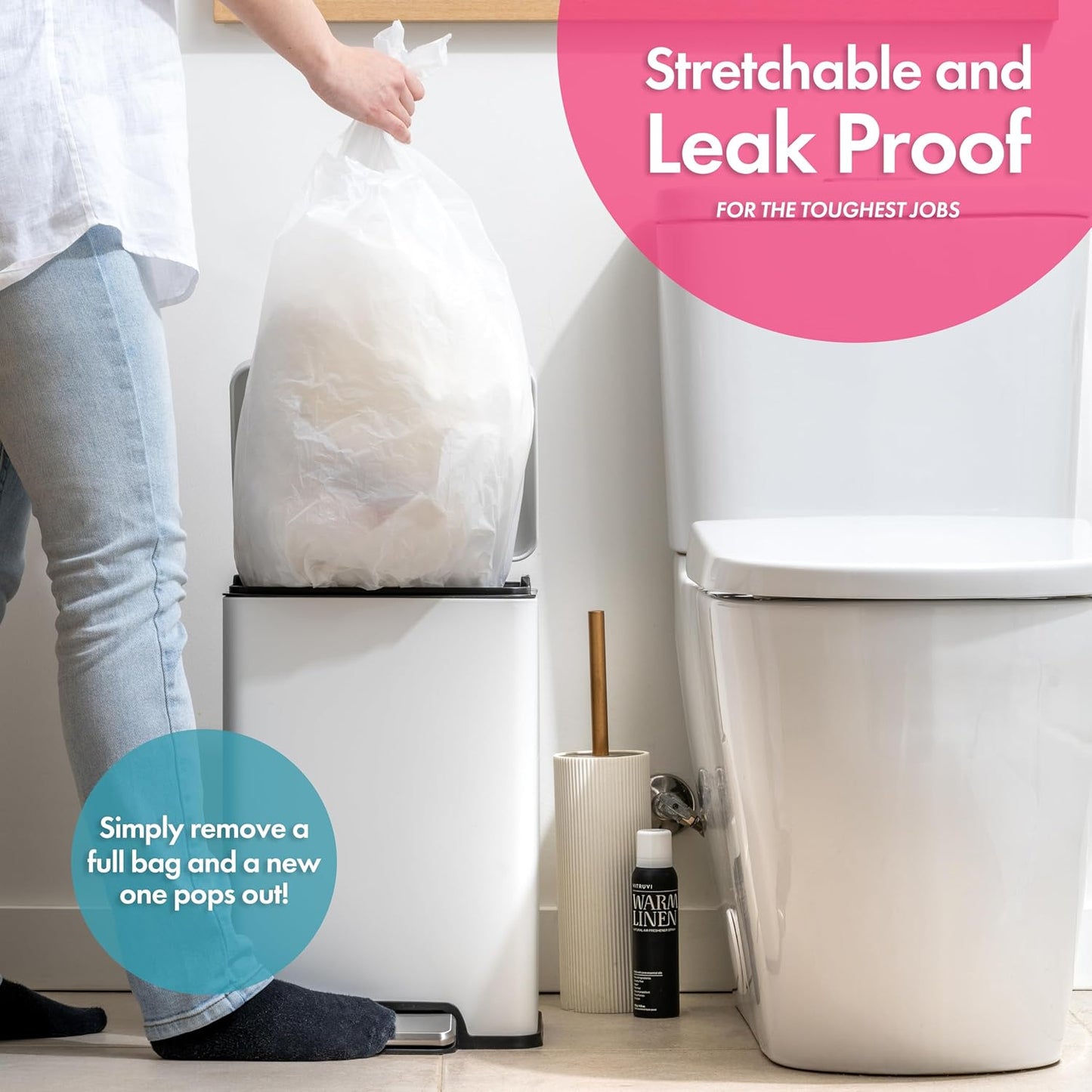 Trash Bags - Small Garbage Bags, Clear Trash Can Liners for Bathroom Bins, Bedroom, Office & Kitchen Waste, Multi-Purpose Household Wastebasket Cleaning Supplies - 4 Gallon, Pack of 20