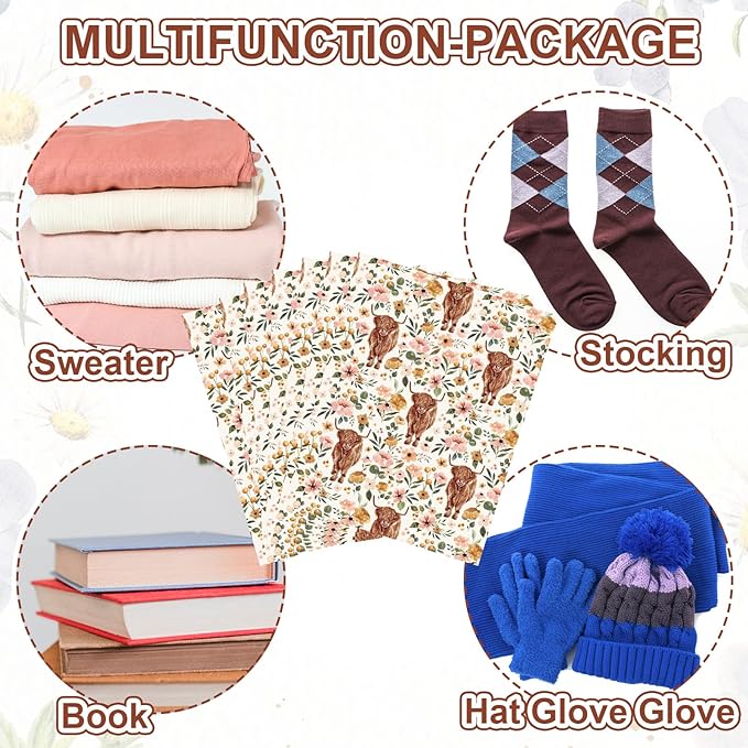 JarThenaAMCS 100Pcs Boho Floral Highland Cow Poly Mailers 10 x 13 Inch Watercolor Cow Flower Packaging Bags Rustic Self Seal Mailing Envelope Bags for Small Business Clothing Document Gifts
