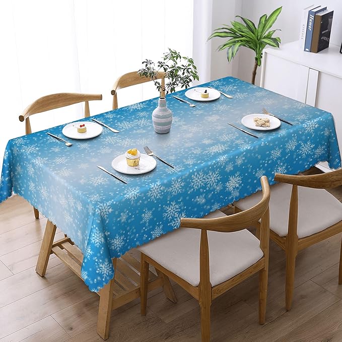 YCness Winter Christmas Snowman Tablecloth, Christmas Tree Cartoon Gift Watercolor Snow Nature Seasonal Decoration Table Cover for Dinner Birthday Holiday Party Kitchen Colorful Red White 60x110 Inch