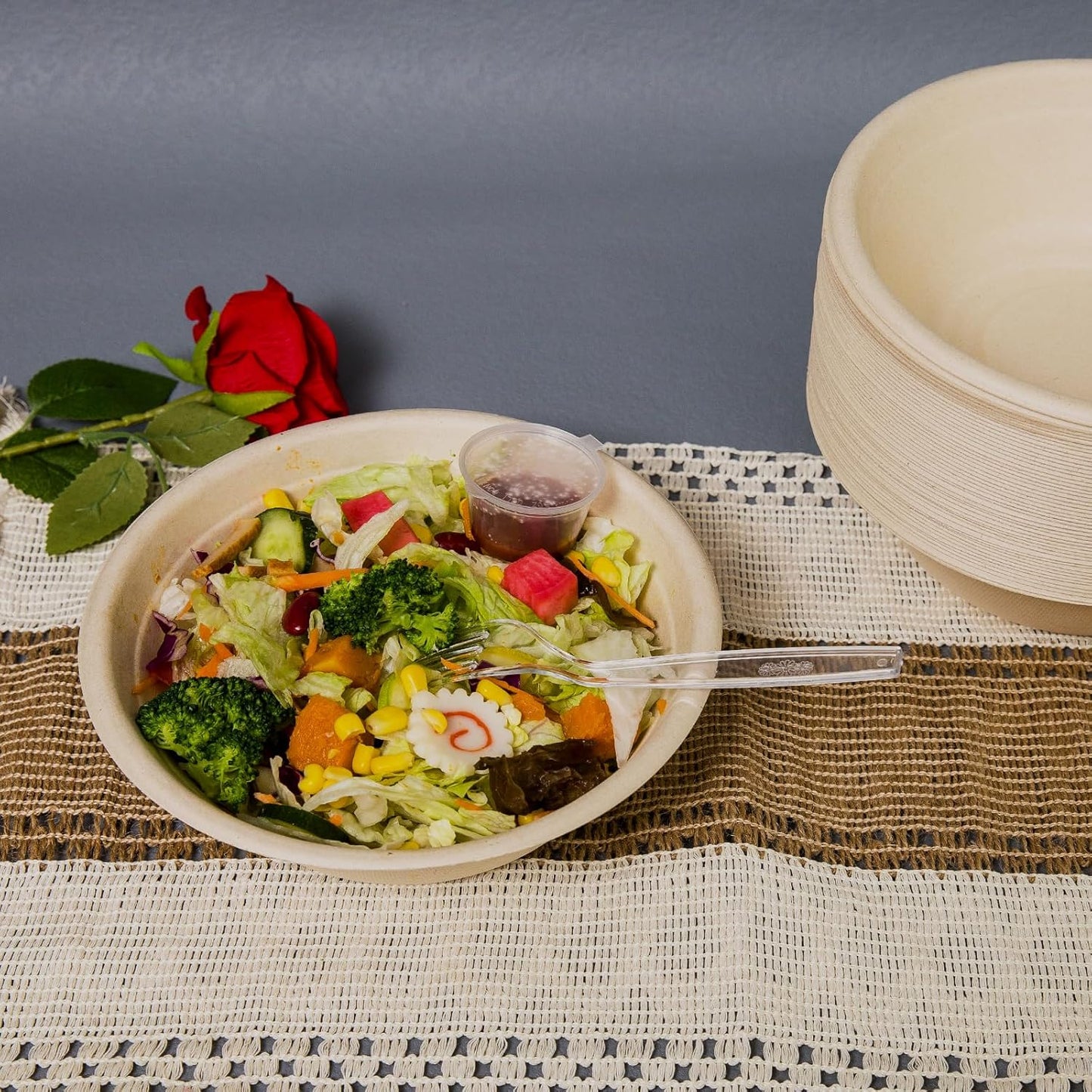 32oz Disposable Salad Bowls 150Pack, Big Paper Bowls, Large, Heavy-Duty, Eco-Friendly, Bulk Pack, Compostable Bowls, Biodegradable Made of Sugar Cane Fibers,Perfect For Salad
