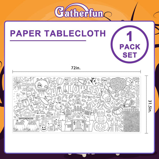 Halloween Coloring Tablecloth - 31.5 x 72 Inches,Versatile Paper Coloring Banner/Table Cover for School Party Halloween Decoration
