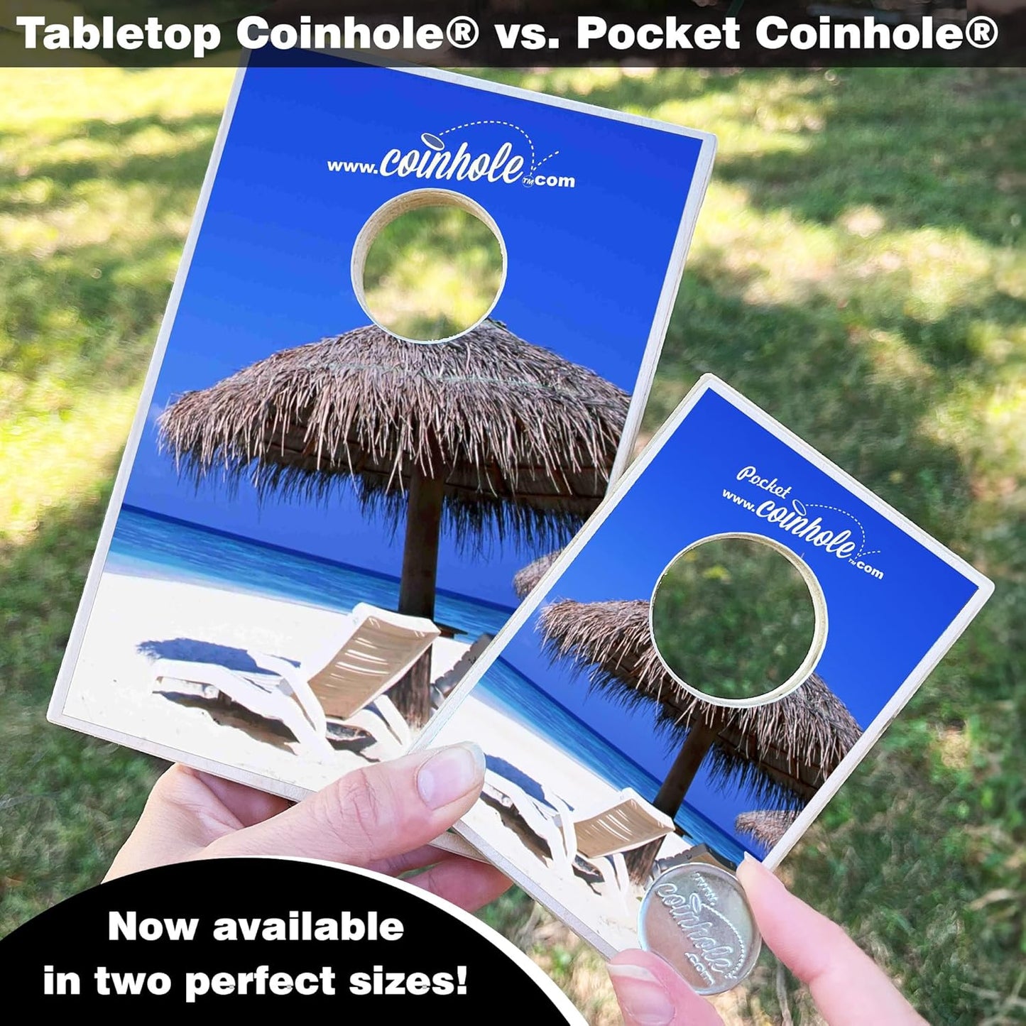 Coinhole Desktop Coin Bouncing Party Game Set | Tabletop Cornhole Board Game | Small Cornhole Travel Game Includes Coins