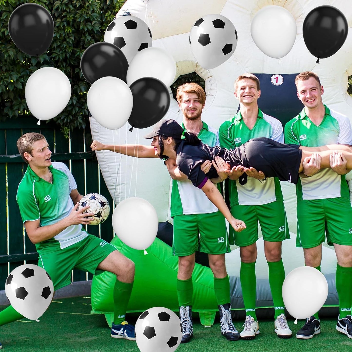 30pcs Soccer Balloon Black White,Soccer Print Balloon Set,Football Party Birthday Decorations,12 Inch Football Latex Balloons for Boys Kids Soccer Sport Theme Party Decorations