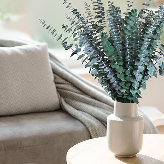 30Pcs Dried Eucalyptus Stems, 17" Real Preserved Eucalyptus Plant for Shower, Fresh Natural Branches for Vase, Eucalyptus Bundle for Home Decor, Wedding, Baby Shower, Bathroom