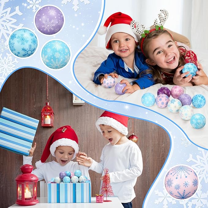 Libima 60 Pcs Snowflake Stress Balls Bulk Winter Fidget Toys 2 Inch Foam Squeeze Balls Snow Stress Ball Sensory Toys Anxiety Relief Gifts for Winter Holiday Christmas Party Favors Bag Filler Stuffers