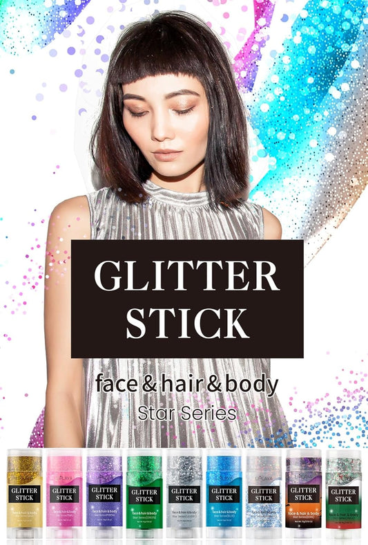 Face and Body Glitter Stick, Sparkly Chunky Hair Glitter Makeup, Holographic Sparkling Neon Outfit Singer Concert Music Rave Festival Party Accessories Glitter Gel. (Red & White & Green)