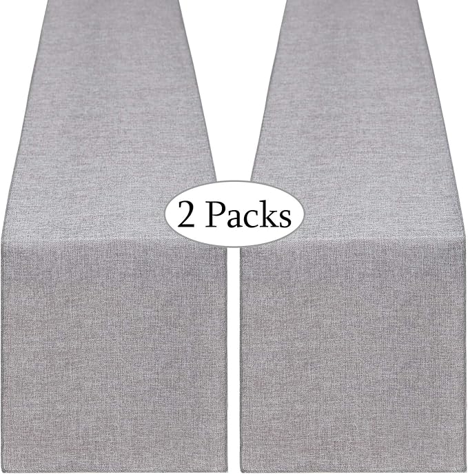 B-COOL Burlap Table Runner Gray Wedding Table Runners Roll Jute Fabric for Boho Crafts Holiday Farmhouse Dining Room Decor 2 Packs 13x108 Inch