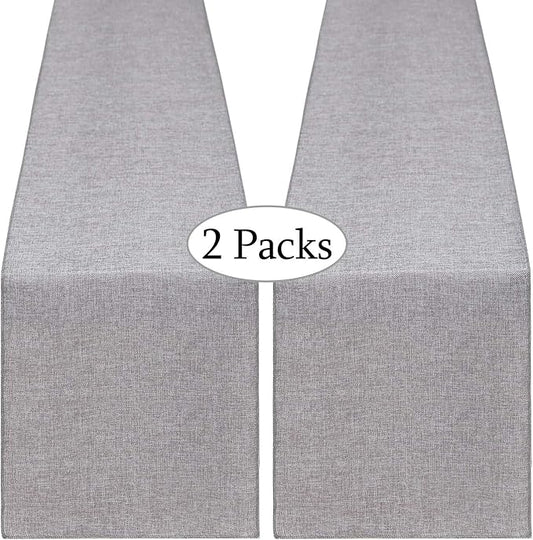 B-COOL Burlap Table Runner Gray Wedding Table Runners Roll Jute Fabric for Boho Crafts Holiday Farmhouse Dining Room Decor 2 Packs 13x108 Inch