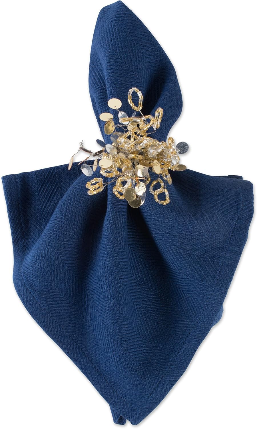 DII Christmas Thanksgiving Holiday Tabletop Décor Collection Decorative Napkin Ring Holder Set, 1.5" Diameter, Gold Beaded Sparkle, 6 Piece