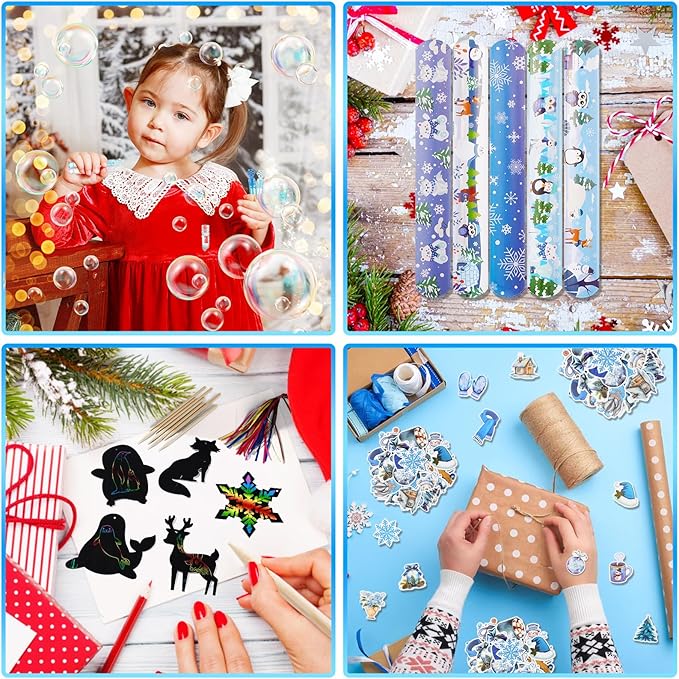 Vanblue 134Pcs Winter Wonderland Party Favors Winter Polar Animal Party Decoration Christmas Holiday Exchange Gifts Boxes Classroom Rewards Prizes Goodie Bag Stuffers Supplies