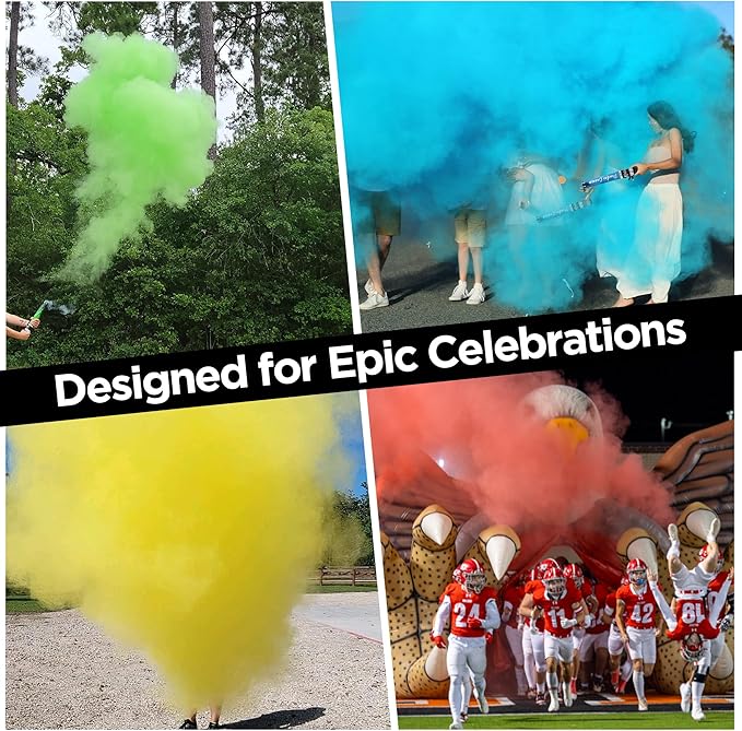Blaise Pyro & Party - Purple Powder Poppers - Water-Soluble & Colorful Powder Cannons for Gender Reveals, Birthdays, Weddings & Celebrations - Easy to Use for Memorable Photos - 16-Inch, 4-Pack