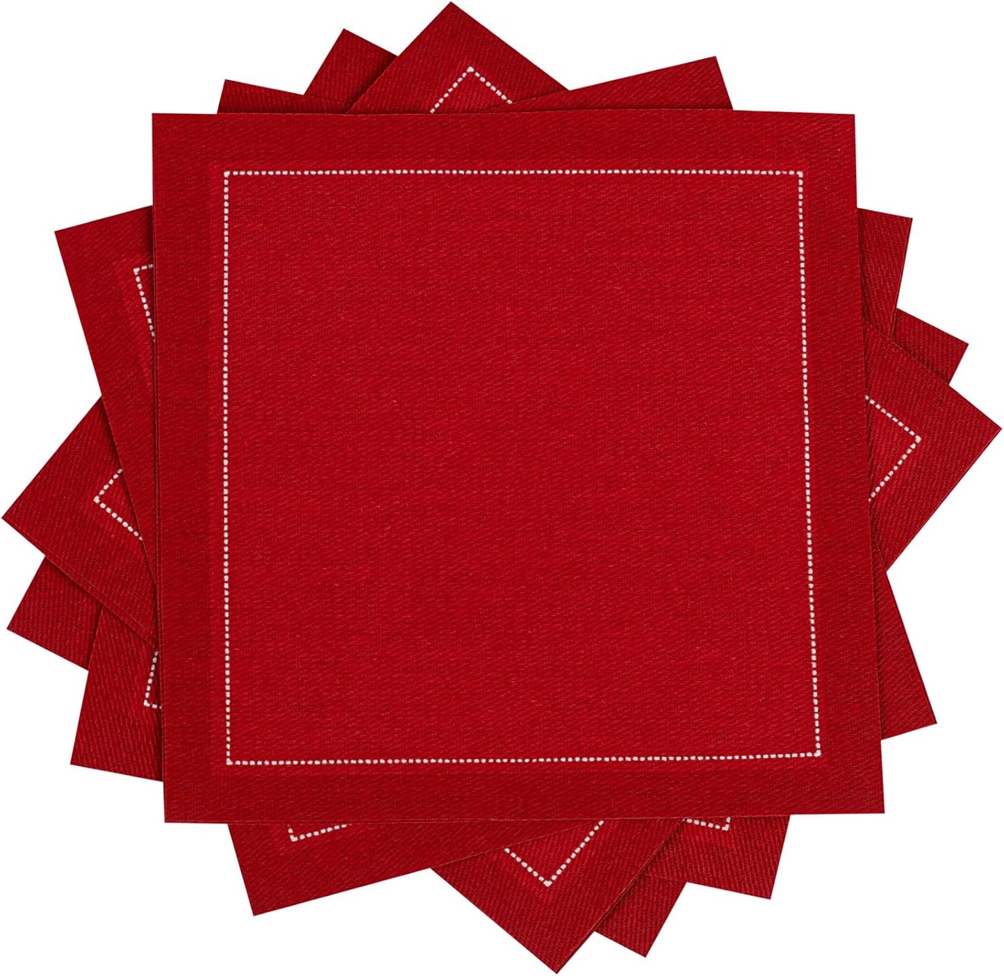 Five Star Cocktail Napkins, 50 Luxury Cotton Disposable Cocktail Party Napkins, 4.5" x 4.5" for Home Bars, Game Nights, Beverages, Birthdays, Weddings & Holidays, Red
