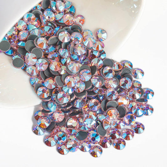 Beadsland Hotfix Rhinestones, 2880pcs Flatback Crystal Rhinestones for Crafts Clothes DIY Decorations, Light Pink AB, SS10, 2.7-2.9mm