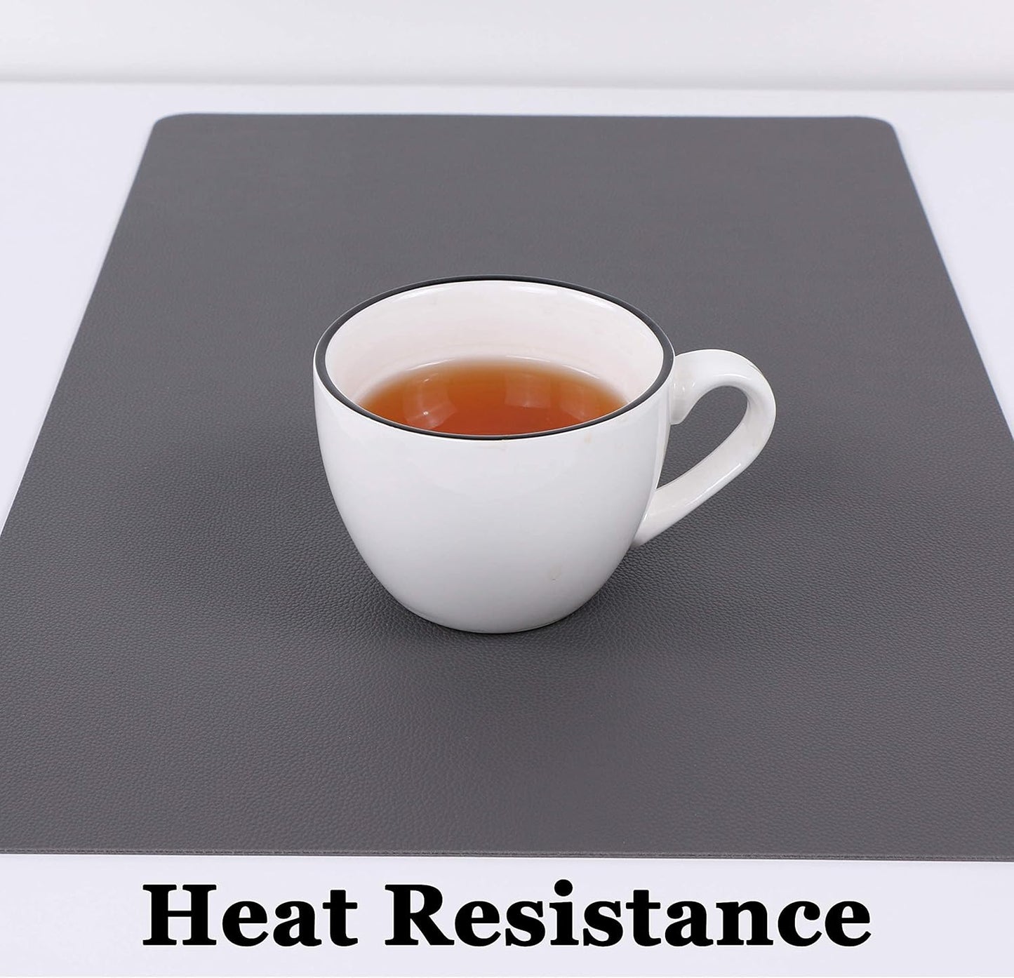 Wipeable Placemats Leather Table Mats Waterproof Heat-Resistant Easy to Clean for Dining Table Set Kitchen Table (4, Grey)