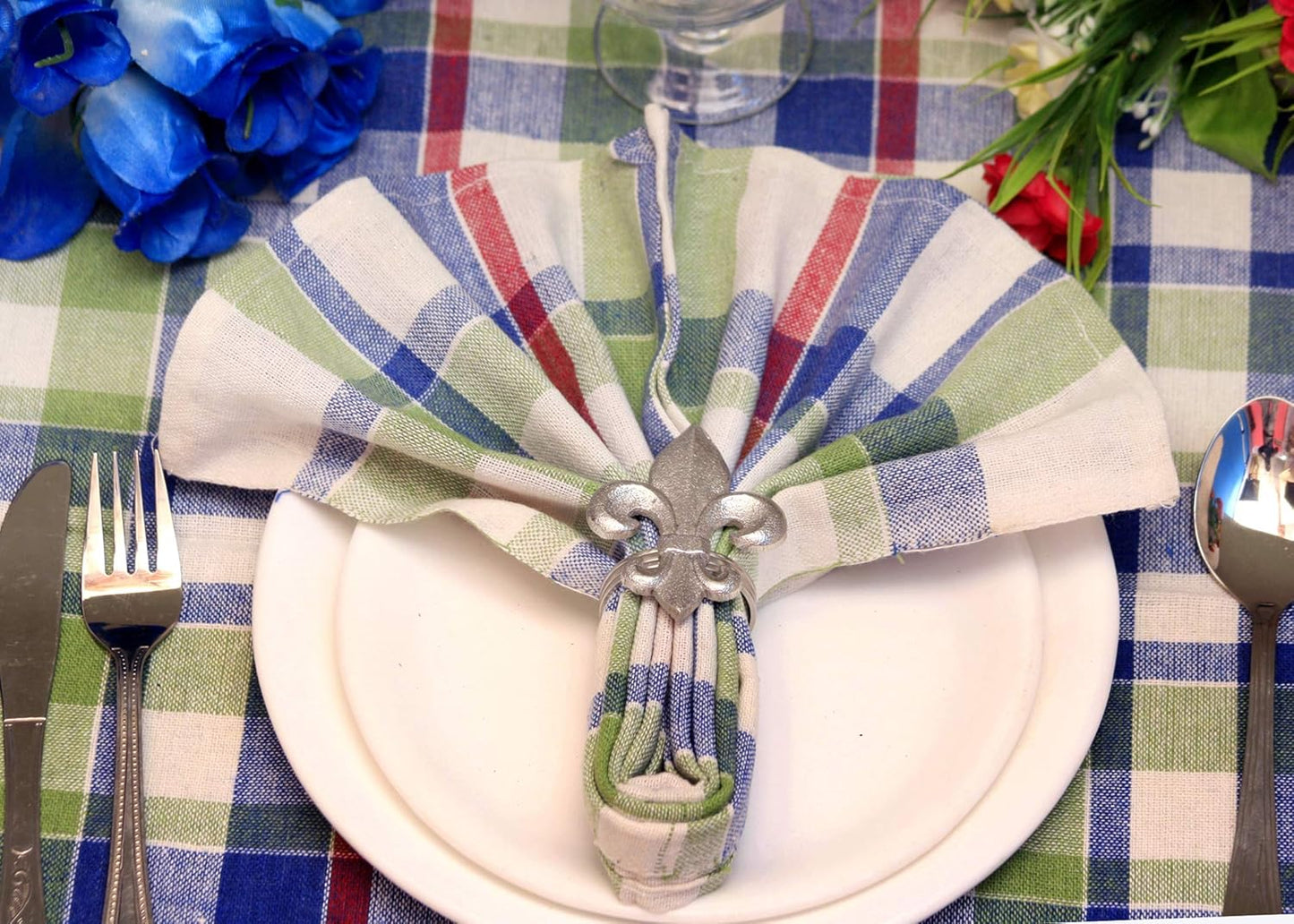 12 Piece Decorative Metal Napkin Rings - Elegant Antique Fleur-de-lis Napkin Rings for Weddings, Gatherings, Tabletop,Décor (Silver)- ALPHA Living HOME