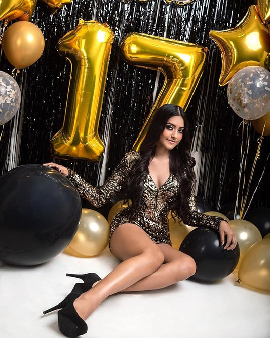 Gold Number 17 Balloon 40 inch, 17 Number Balloons, 17th Gold Birthday Decorations, 17 Year Old Girls Boys Golden Party Supplies