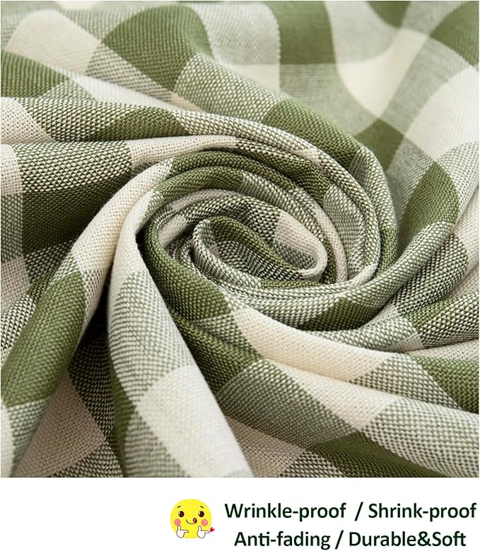 Buffalo Plaid Rectangular Tablecloth-Cotton Gingham Table Cloth for Kitchen Restaurant Farmhouse Christmas Décor (Rectangle/Oblong, 55x120,Green)