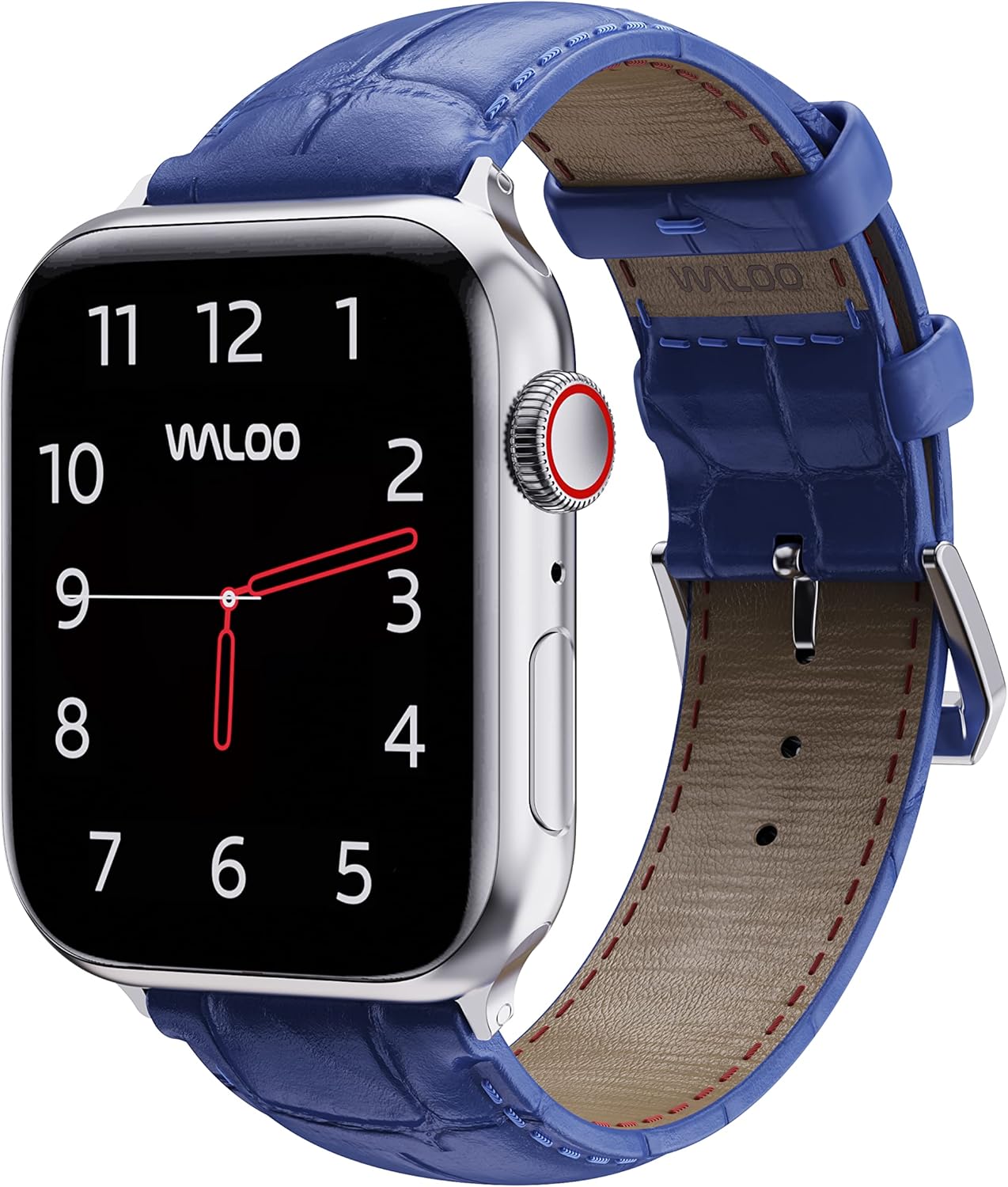 Waloo Genuine Leather Crocodile Embossed Design Alligator Replacement Watch Band Compatible With Your Apple Watch Series 10/9/8/7/6/5/4/3/2/1/SE/Ultra Fits Sizes 38mm, 40mm, 41mm, 42mm, 44mm, 45mm, 46mm, 49mm