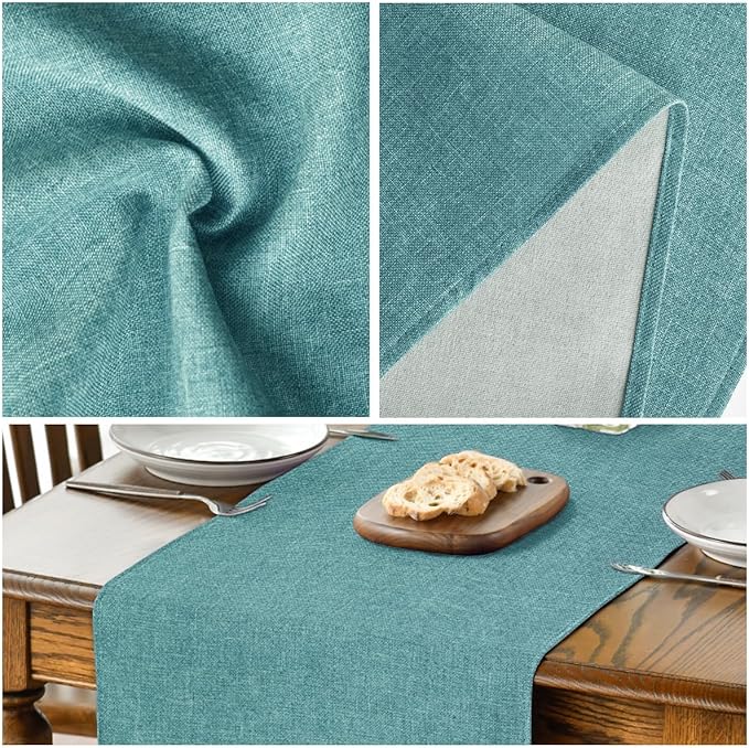 Artoid Mode Turquoise Aqua Table Runner, Seasonal Summer Washable Kitchen Dining Table Decoration for Home Party Decor 13x48 Inch