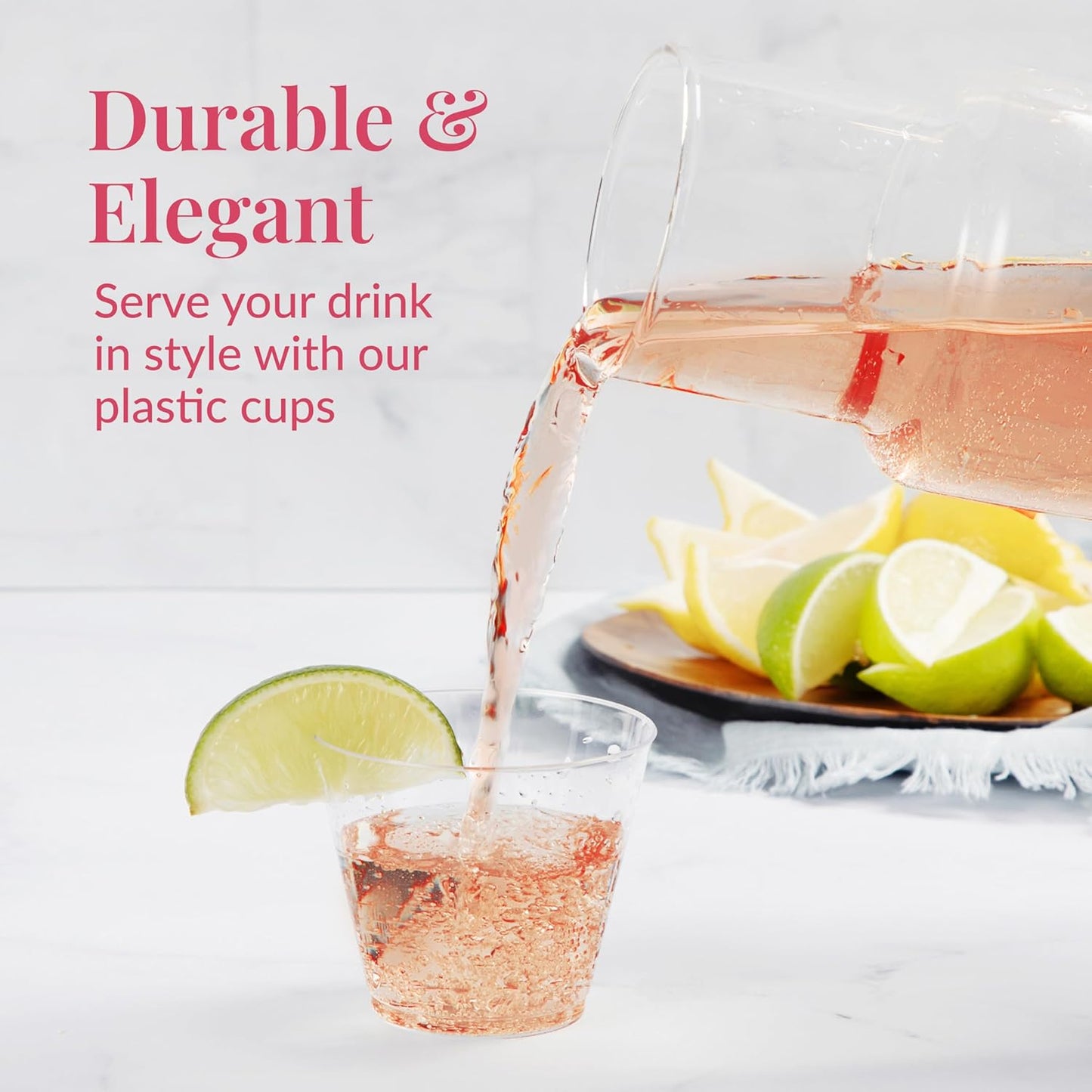 Small Clear Plastic Cups - 5 oz. 200 Pack - Hard Disposable Cup - Wine and Plastic Cocktail Glasses - Drinking and Party Punch Cups and Bulk Wedding Tumblers