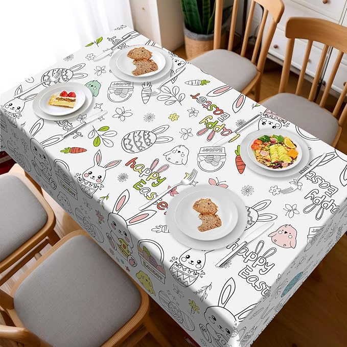 Childom 1 Pack Easter Tablecloth Coloring Tablecloth,Easter Decorations Crafts for Kids,54 x 108 Inch Disposable Paper Table Cover,Giant Coloring Poster for Gifts Games Activities Holiday Party Favors