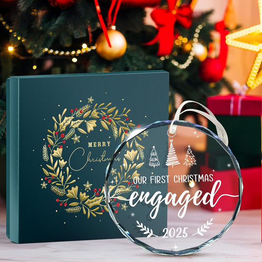 First Christmas Engaged Ornament 2025 - Ideal Engagement Gift for Couples, Unique Bride to Be Gifts, Just Engaged 2025 Ornament, Cool Engagement Presents, Celebrating Our First Christmas Ornaments
