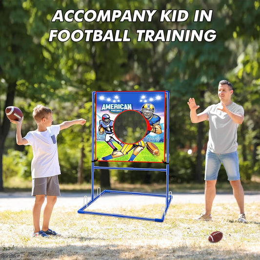 VATOS Football Toss Target Games with 4 Inflatable Footballs - Indoor Outdoor Backyard Throwing Sport Toy for Kids, Football Passing Targets Party Game for Boys Girls and Family Fun Play
