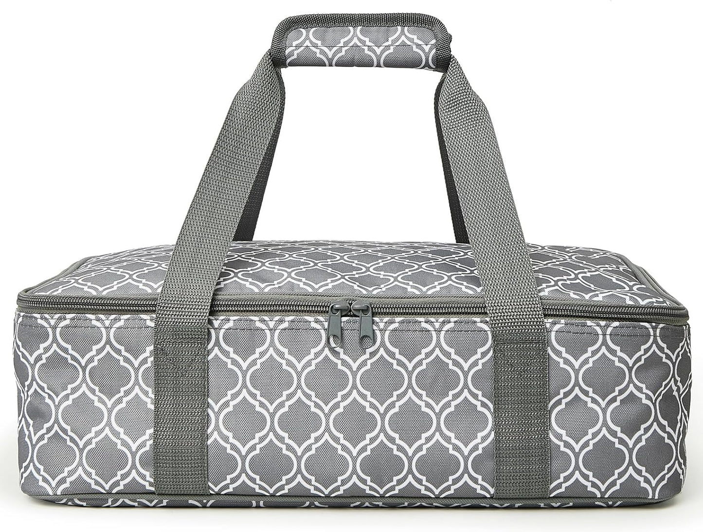 Insulated Casserole Carrier Bag - Portable Reusable Food Transport Tote Bag Fits 9x13" Lasagna Baking Dish Pan to Keep Food Hot/Cold for Gathering/Potluck Parties/Cookout/Camping/Offices-Silver Gray