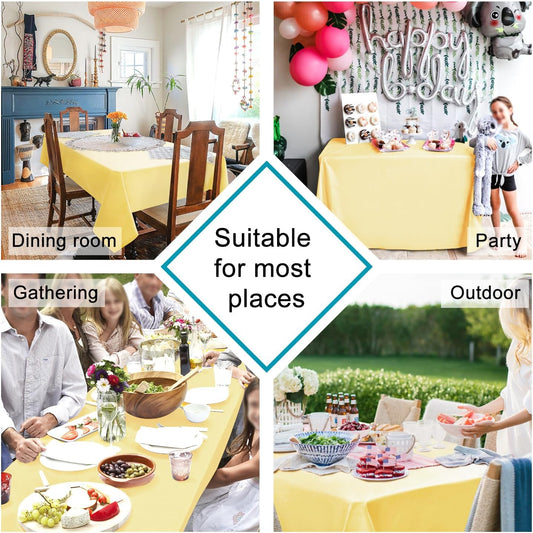 Hiasan Light Yellow Rectangle Tablecloth - Waterproof Spillproof and Wrinkle Resistant Washable Polyester Table Cloth for Dining Party, 52 x 70 inch
