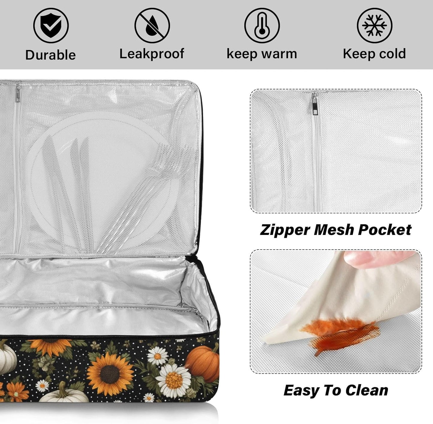 Casserole Carriers for Hot or Cold Food Reusable Casserole Dish Carrier Insulated Thermal Large Capacity Durable Perfect for Party Camping Family Gatherings Yellow Fish