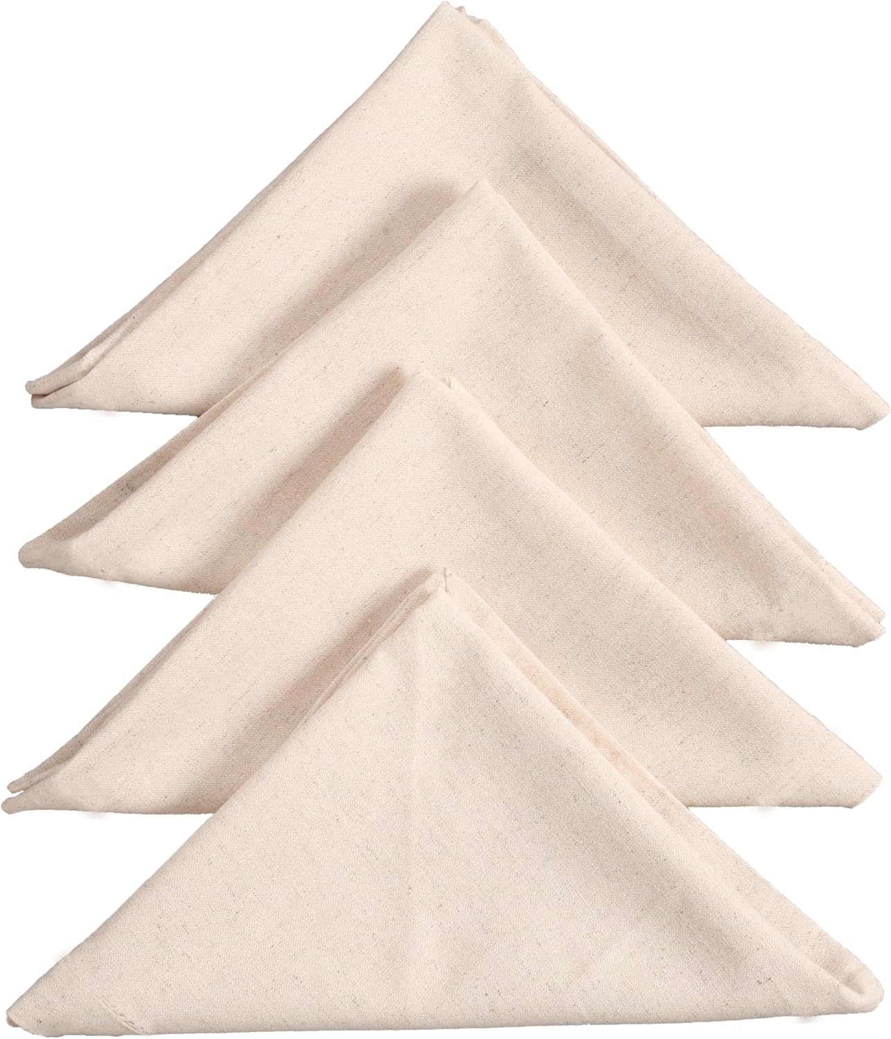 Lightnpro Cotton Flax Napkins Set of 12, Hemmed Dinner Cloth Napkins with Metred Corners, Washable and Reusable for Dining, Parties, Weddings, Holiday & Everyday Use - 17x17 Inch Natural Color