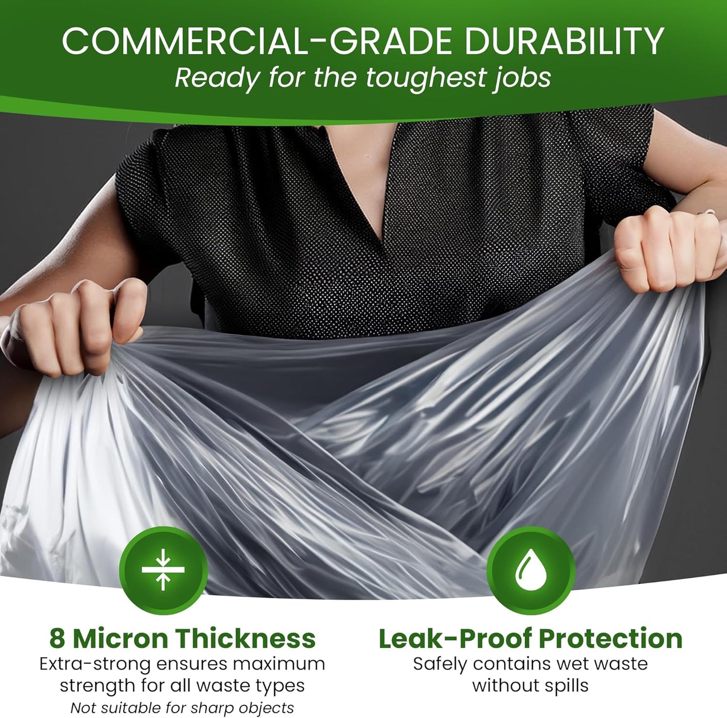 Betta 8-10 Gallon Medium Trash Bags, Clear, 1000 Count Box, (24x24-inch) Commercial Office Wastebasket Garbage Can Liners, 7-10 Gallon Round Cans, 6-8 Gallon Slim and Square Cans