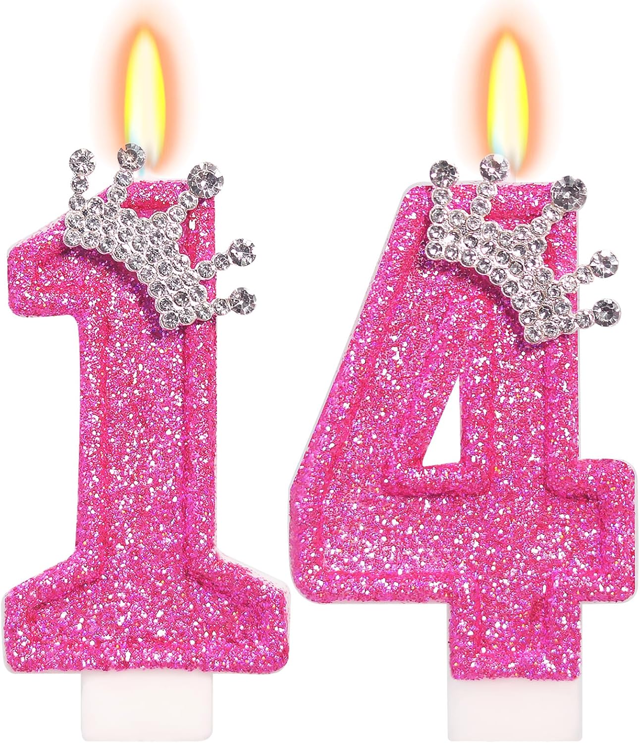 Birthday Candle for Cake, Crown Rose Number Candles, 2.76 inch Number Happy Birthday Candle, Cake Topper Decoration for Birthday Party (Number 14)