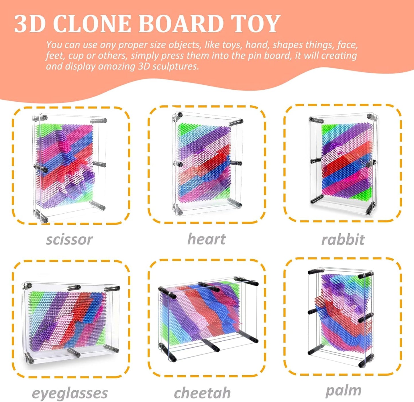 MICKYU Rainbow 3D Pin Art Impression Toy Fidget Sensory Toys for Kids with Autism