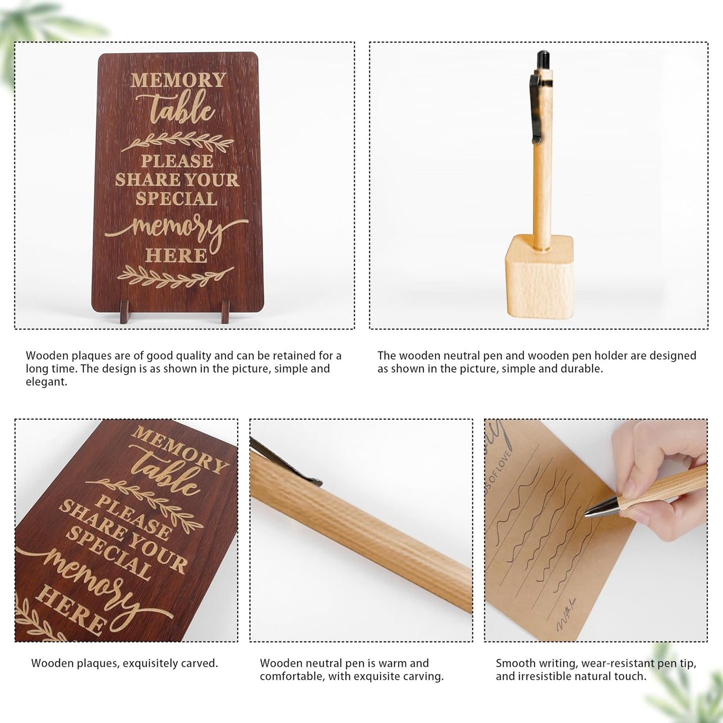 PREKIAR Funeral Guest Book Set Wooden Guest Books for Memorial Service Celebration of Life in Loving Memory with 50pcs Share a Memory Card Cards Box Table Sign and Pen (Brown- Guest Book Set #1)