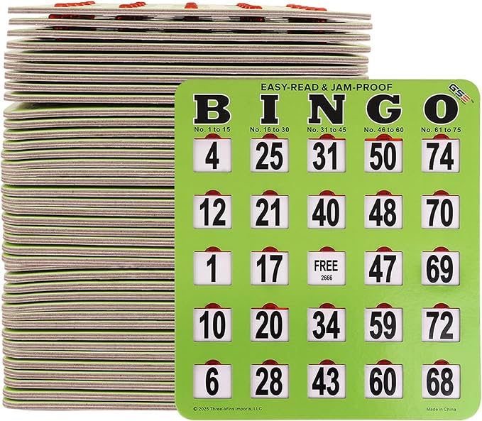 GSE Games & Sports Expert Shutter Bingo Cards, Finger-Tip Shutter Slide Bingo Cards, Easy-Read Large Print Bingo Cardboard with Sliding Windows