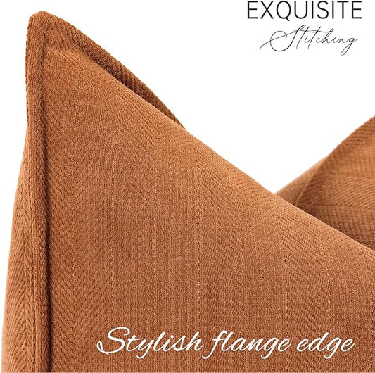 ZWJD Orange Pillow Covers 24x24 Set of 2 Chenille Throw Pillow Covers with Elegant Design Soft and Luxurious Decorative Throw Pillows for Couch, Bed, and Home Decor