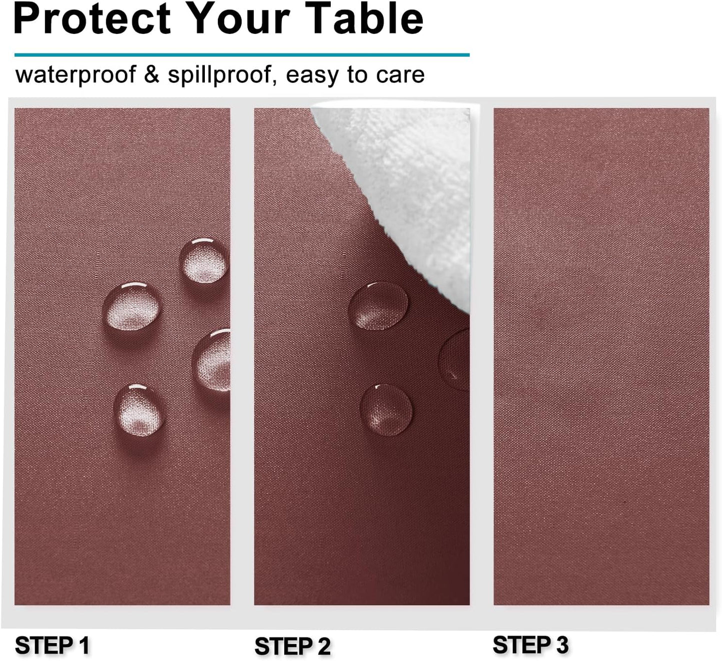 Hiasan Dusty Rose Tablecloth for Rectangle Tables - Waterproof and Spillproof Washable Fabric Table Cloth for Dining Room Kitchen Party, 60 x 120 Inch