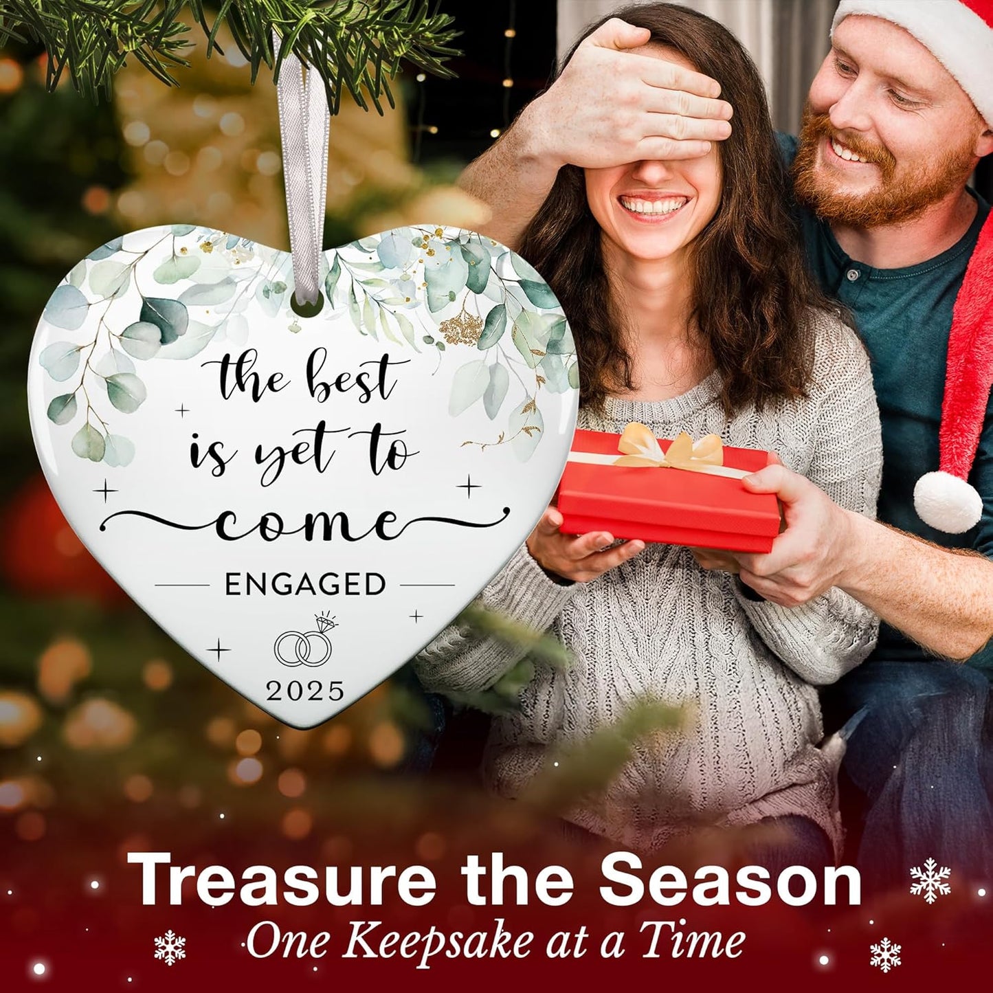 Engagement Gifts for Couples - Engagement Gifts for Women, Her, Fiance, Friends - Engaged Ornament 2025 - Unique Bride to Be Gift, First Christmas Engaged Ornament for 2025 Celebration