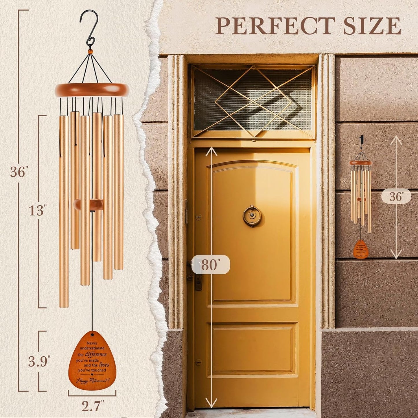 SteadStyle Retirement Gifts Wind Chime, Retirement Gift for Woman Men, Happy Retirement Gifts for Coworker, Nurse, Veterans, Teacher, Boss