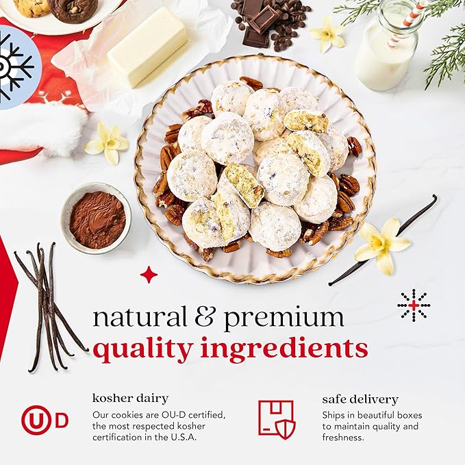 David’s Cookies Christmas Cookie Meltaways Variety Pack – Cinnamon, Chocolate Chip Pecan & Butter Pecan – 3 Gift Boxes (3 lbs Total) – Holiday Cookies Gift Set – Gourmet Christmas Dessert Assortment