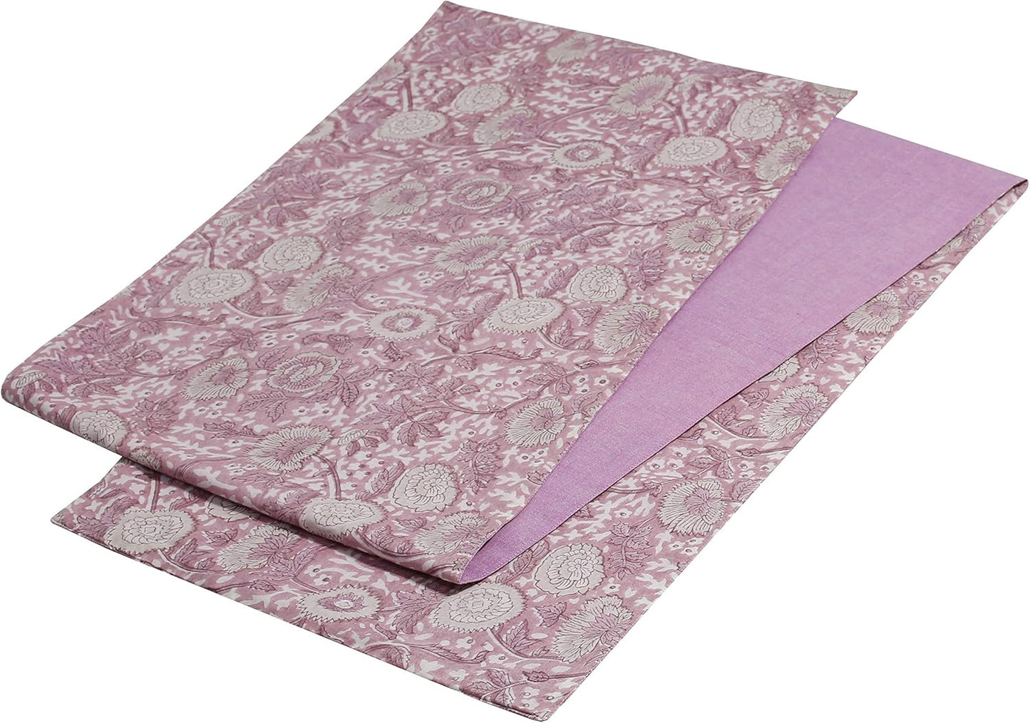 Indtresor Indian Heritage Fabric Cotton Table Linen Reversible Set Runner Napkins Mats in Purple