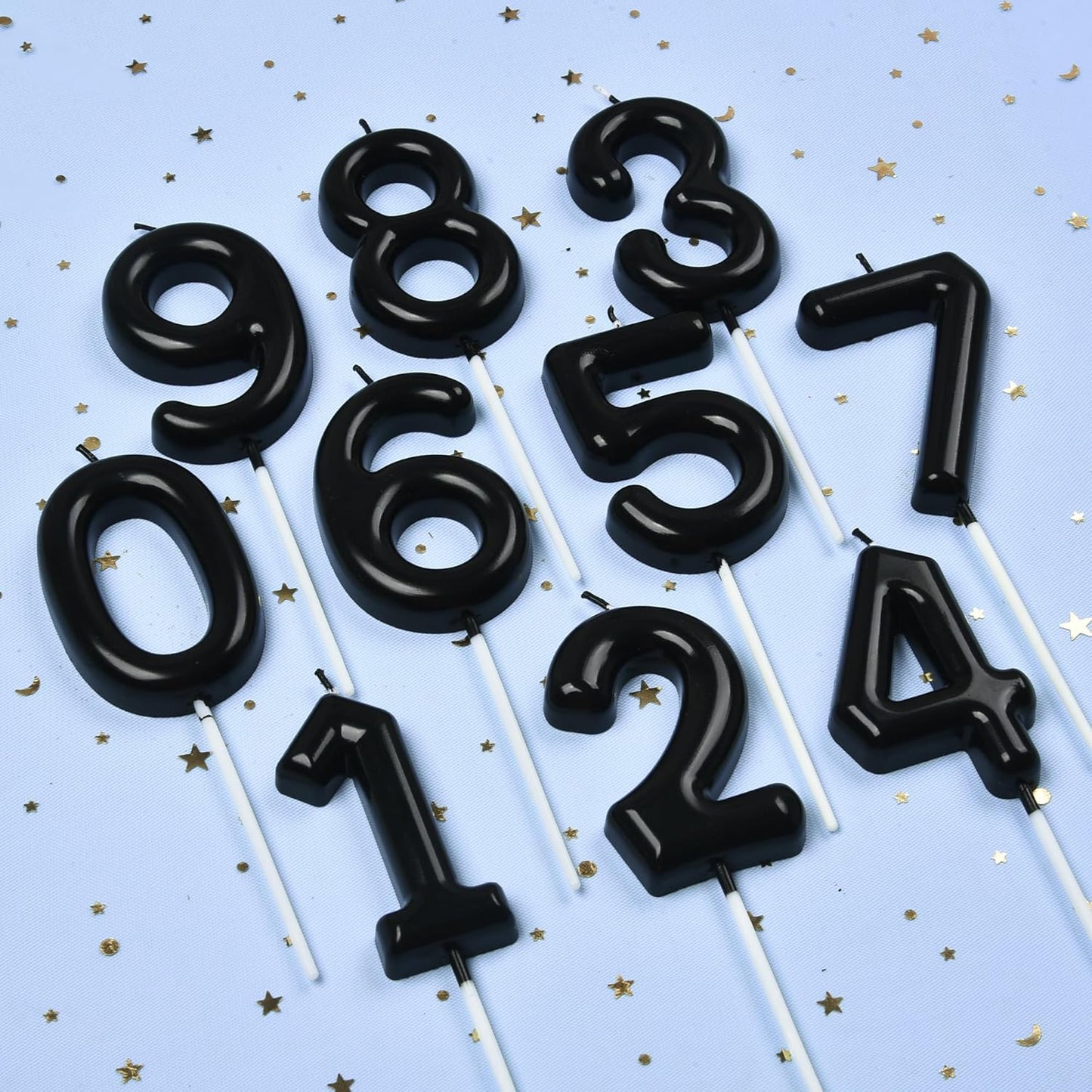 PHD CAKE 2.76 inch Classical Black 5 Number Birthday Candles, Black Number Candles, Cake Number Candles, Party Celebration