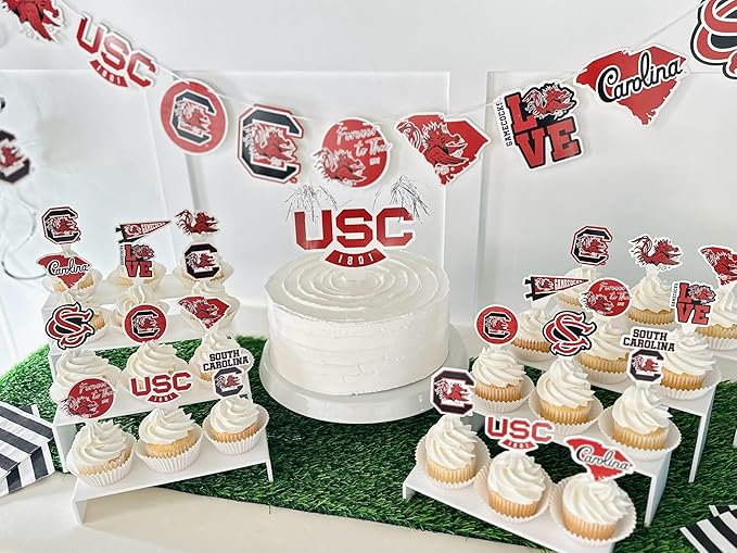 USC Party Supplies for Football, Birthday Gift, Graduation Party Banner and Cake Toppers (42 Pieces) (South Carolina Gamecocks)