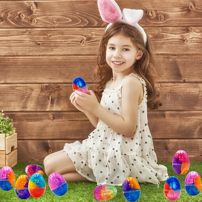 12 Pack Prefilled Easter Galaxy Slime Eggs,Galaxy Slime Easter Egg Fillers Stress Relief Easter Egg Hunt Filling Treats Classroom for Kid Teens Boy Girl Easter Basket Stuffers Easter Party Favor