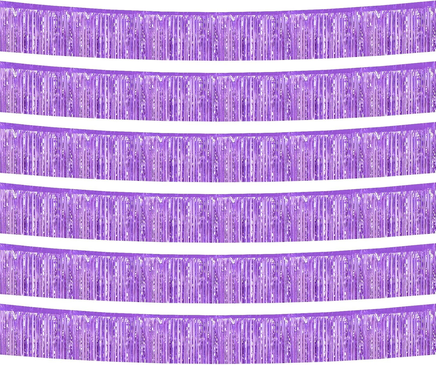 6 Pack 10 Feet Foil Fringe Garland Metallic Tinsel Banner Wall Hanging Curtain Streamers Backdrop for Parade Floats Bachelorette Wedding Birthday Party Thanksgiving Christmas Decorations(Light Purple)
