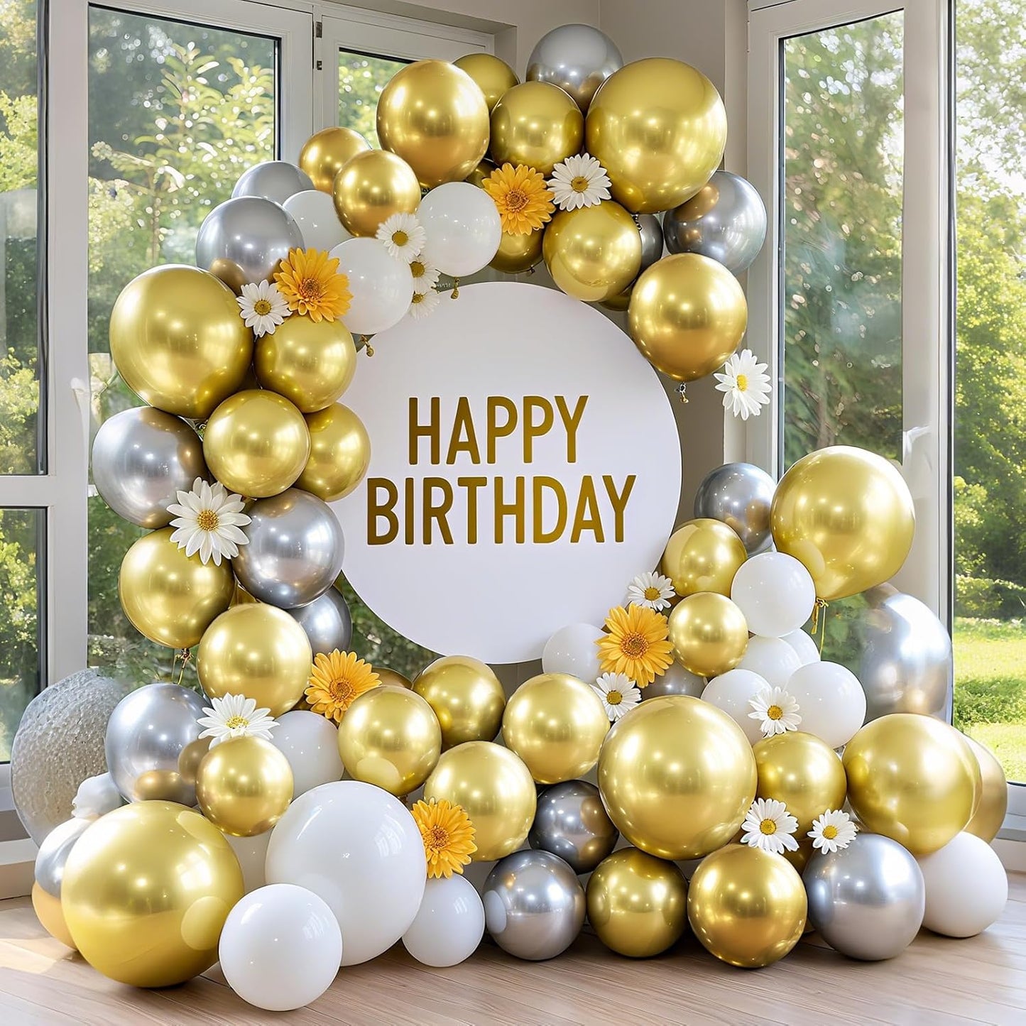 Metallic Gold Balloons 100 Pack 12 Inch Chrome Gold Round Helium Balloon for Graduation Wedding Anniversary Happy Birthday Party Decoration