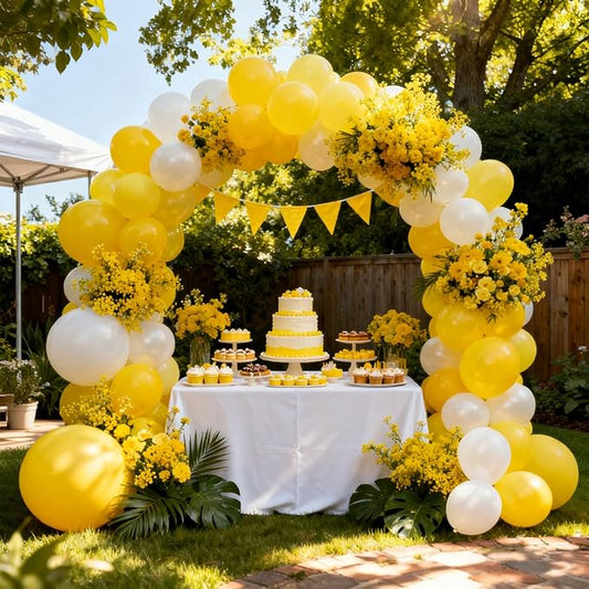 Patimate Yellow Balloons 100 Pack 12 inch Round Yellow Latex Party Balloons for Birthday Graduation Baby Shower Wedding Sunflower Bee Hawaiian Beach Lemon Theme Party Decorations Arch Garland